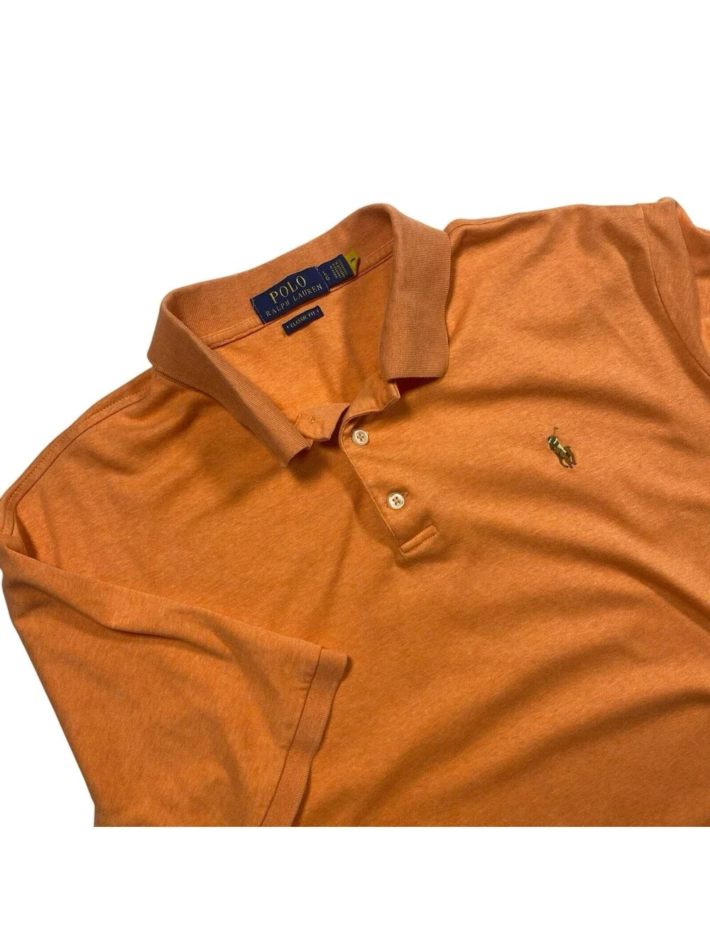 Polo Ralph Lauren Men's Short Sleeve Orange Polo Shirt Size Large with Pony Logo